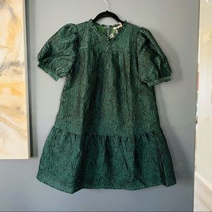 Moon River 💚 emerald green puff dress Easter small NWT